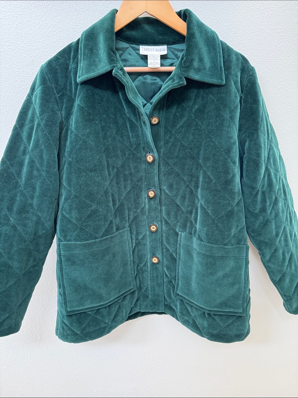 Rare Vintage Charles Keath 1980s velour quilted jacket size S New Old Stock